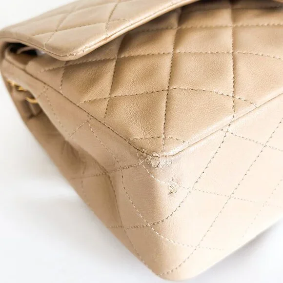 Chanel Double Flap Medium Bag Quilted Lambskin Beige - Picture 7 of 16